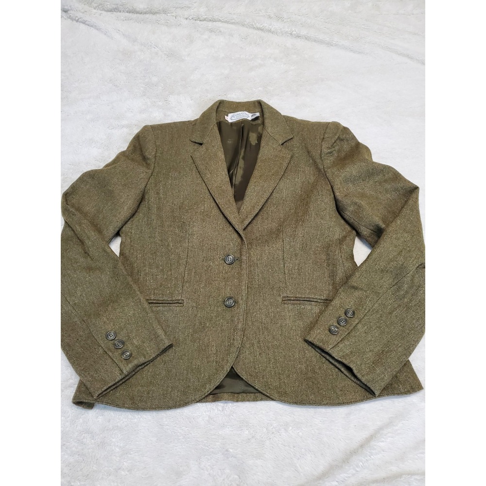 Vintage Green Wool Blazer Jacket Women 14 Classic Capsule Office Academia Boho